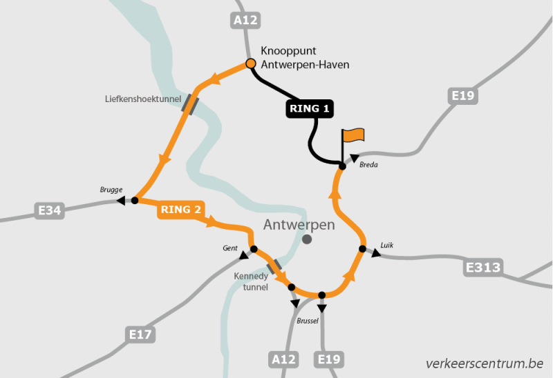 Kaart van de omleiding