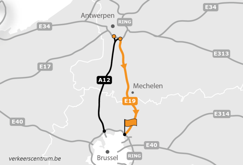 Kaart van de omleiding