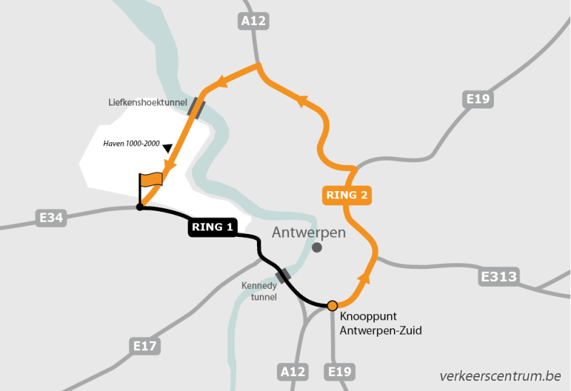 Kaart van de omleiding