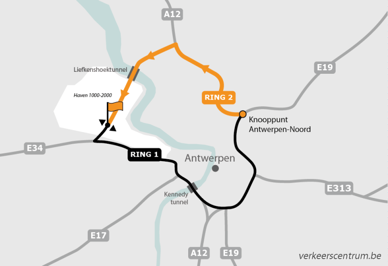 Kaart van de omleiding