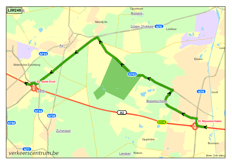 Kaart van de omleiding