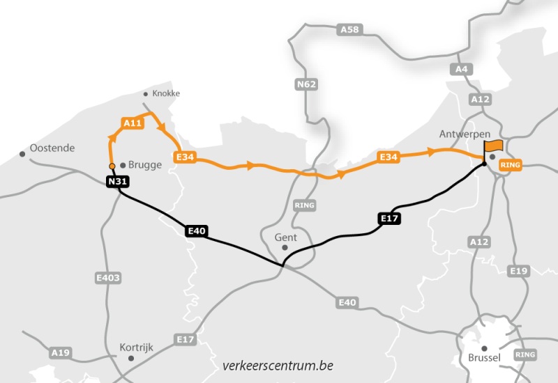 Kaart van de omleiding