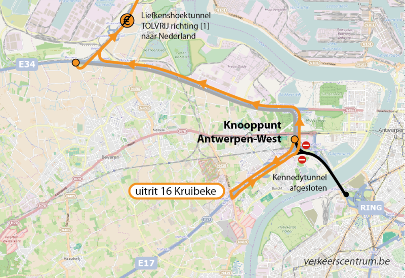 Kaart van de omleiding
